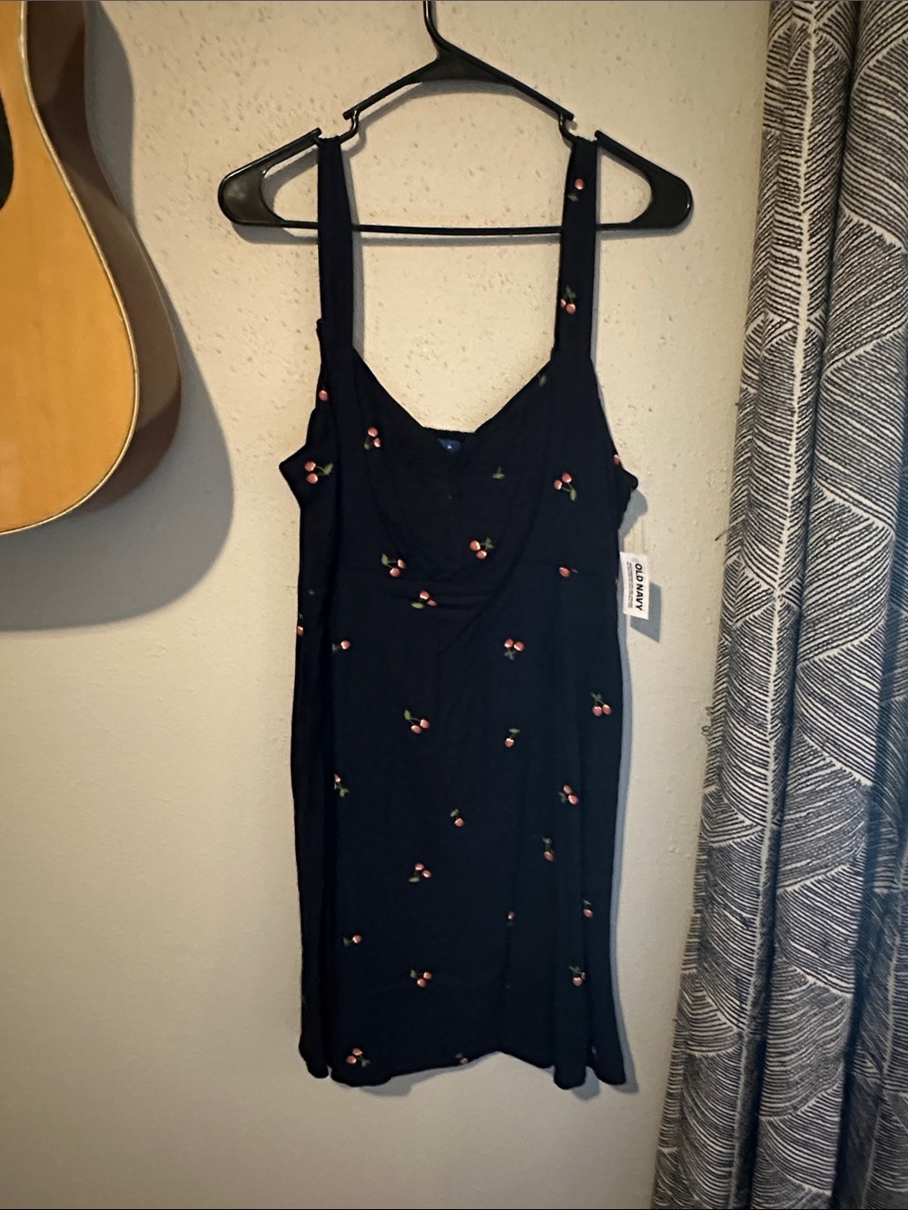 Black Dress with Cherry Embroidery
